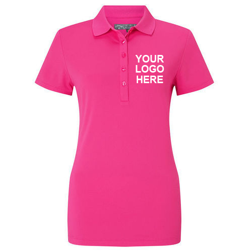Collar neck pink customized t-shirt for women