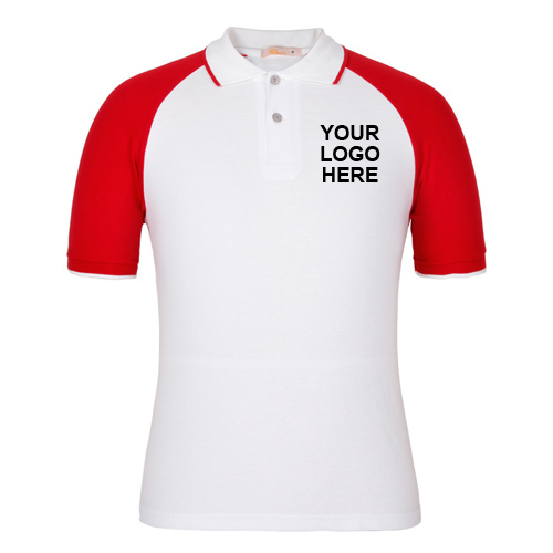 Customized red color raglan polo t-shirt